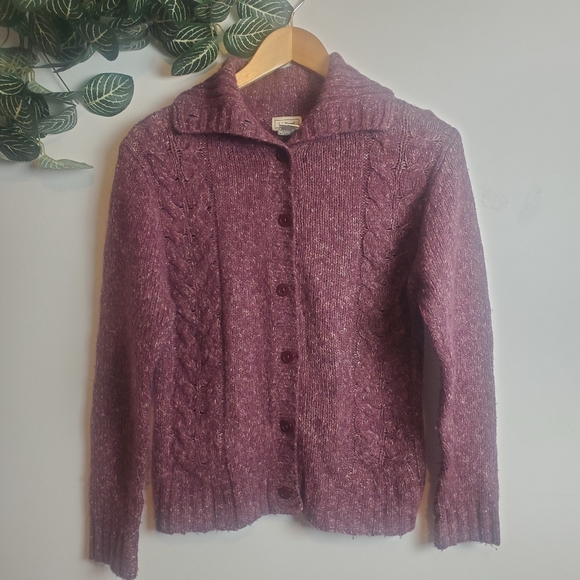 L.L. Bean Sweaters - LL BEAN WOOL BLEND BUTTON FRONT CABLE KNIT SWEATER